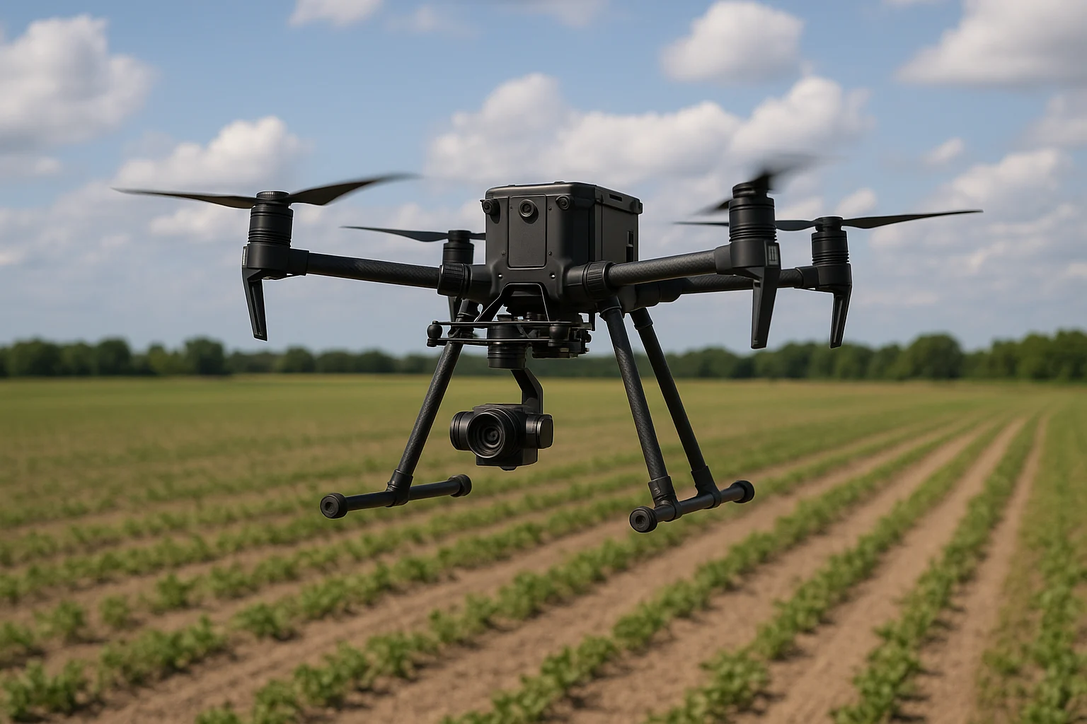 Drone surveying landscape